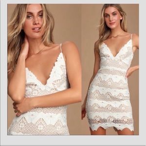 Lulu’s Sway Away White Crochet Lace Dress White/nude